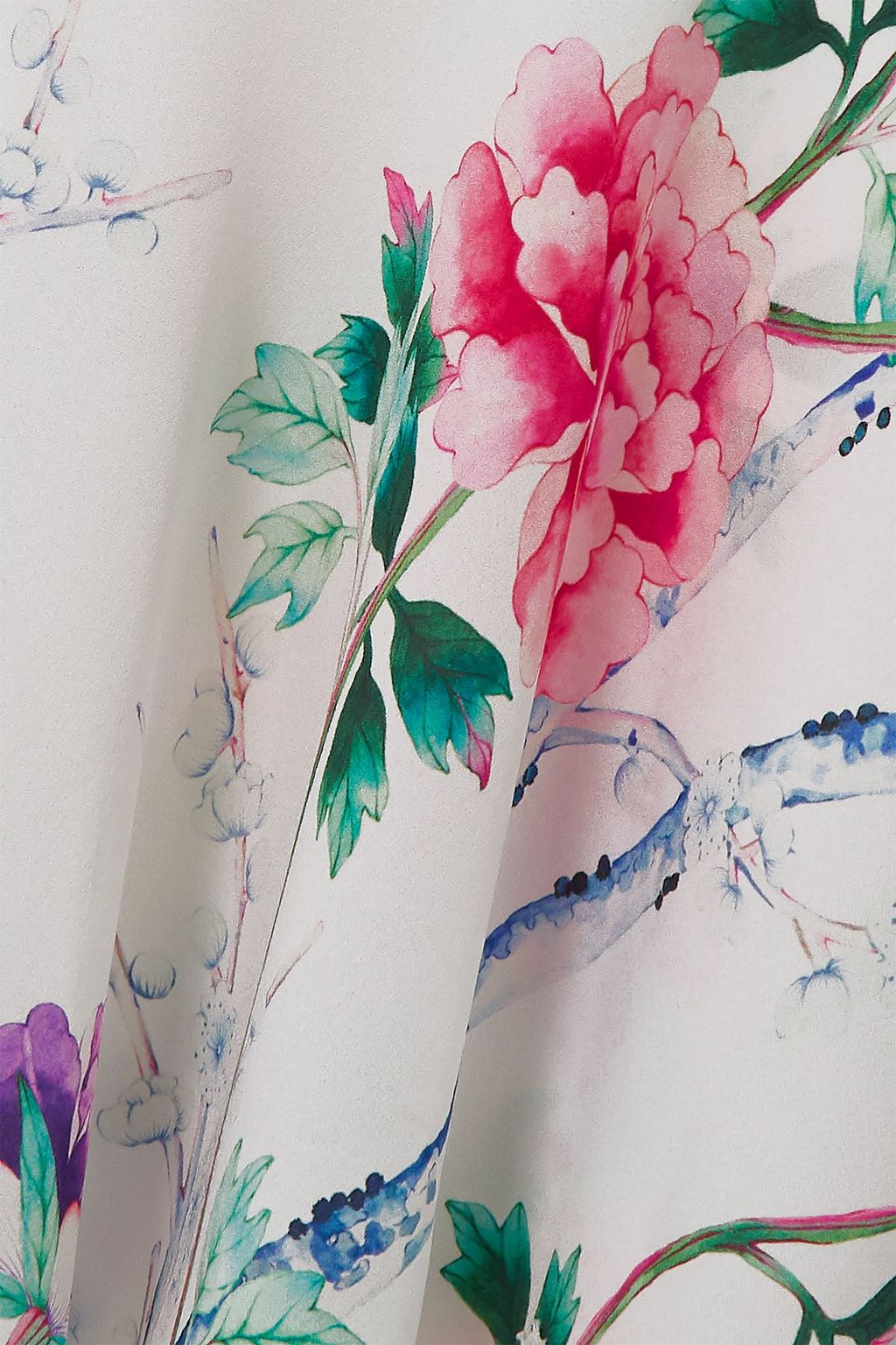 ANDREW GN Gathered belted floral-print silk-crepe midi dress