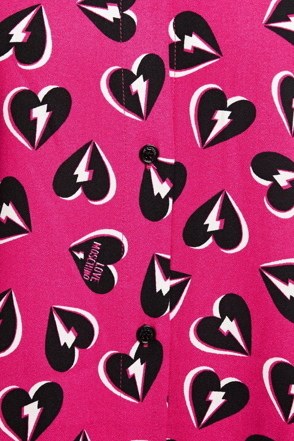 LOVE MOSCHINO Pussy-bow printed crepe de chine blouse