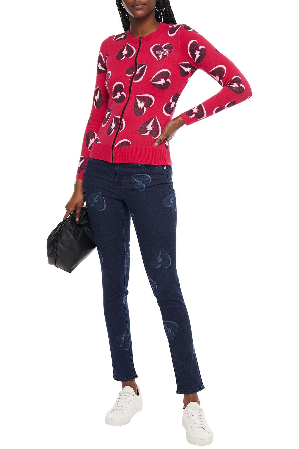 LOVE MOSCHINO Printed mid-rise skinny jeans