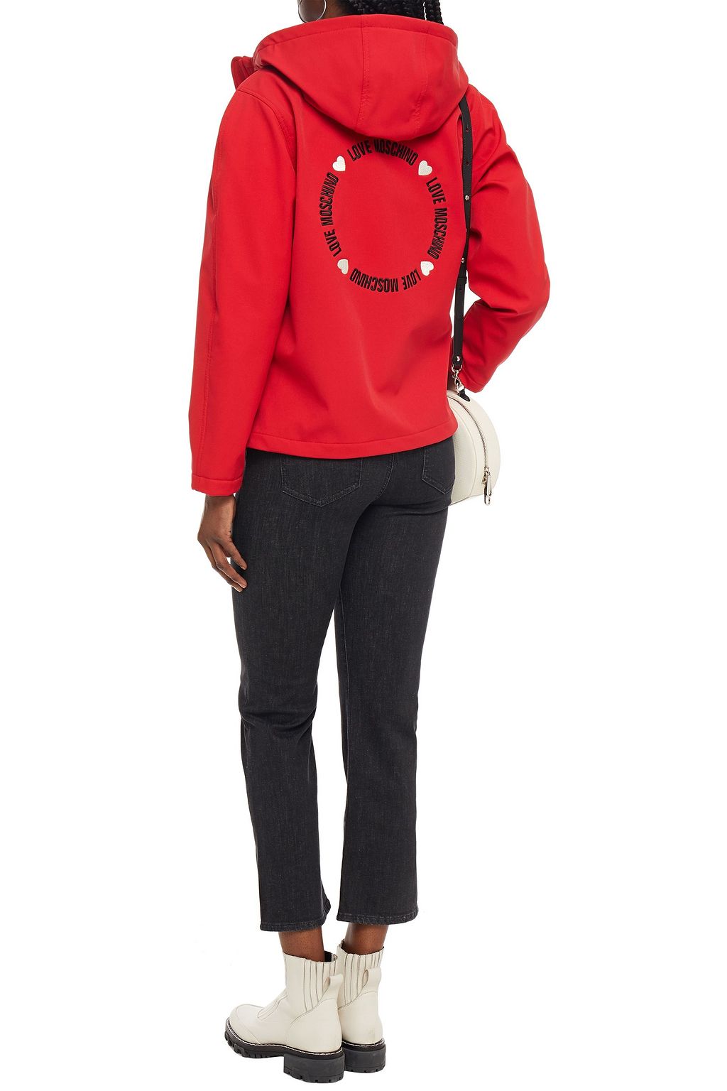 LOVE MOSCHINO Embroidered woven hooded jacket