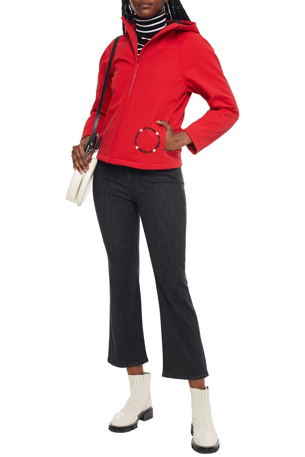 LOVE MOSCHINO Embroidered woven hooded jacket