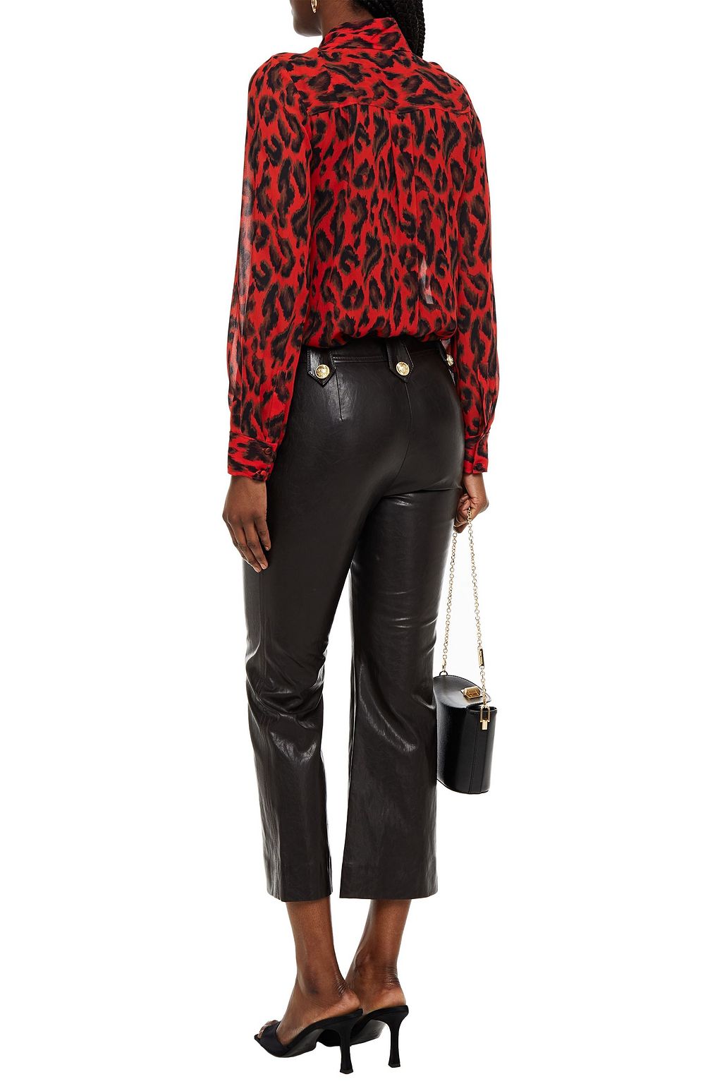 DEREK LAM 10 CROSBY Pussy-bow leopard-print georgette blouse