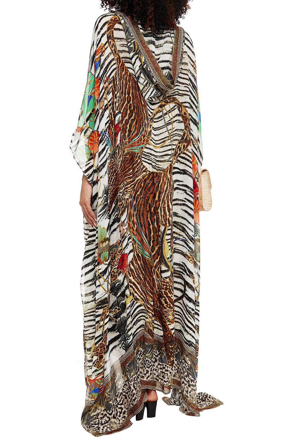 CAMILLA Crystal-embellished silk-chiffon hooded kimono