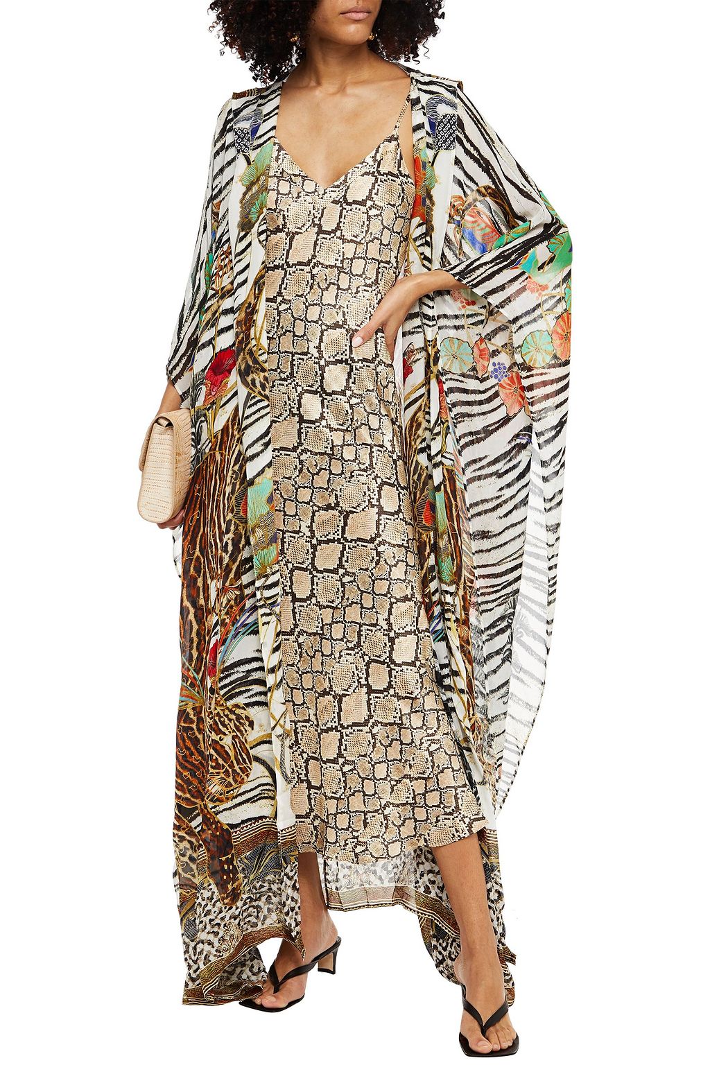 CAMILLA Crystal-embellished silk-chiffon hooded kimono