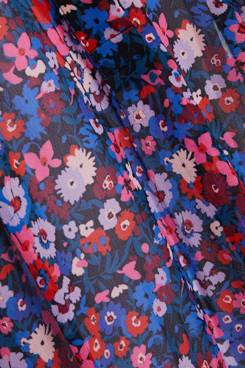 DEREK LAM 10 CROSBY Gathered floral-print crepe blouse