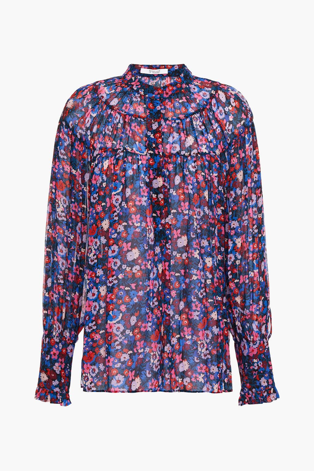 Multicolor Gathered floral-print crepe blouse | DEREK LAM 10 CROSBY ...