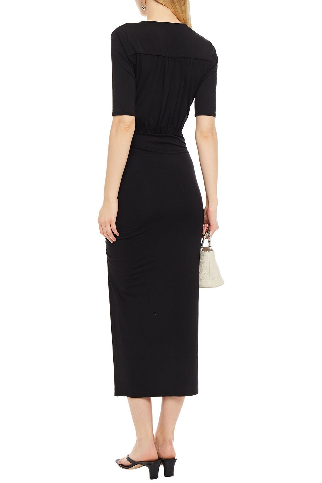 VERONICA BEARD Mariposa wrap-effect ruched stretch-jersey midi dress