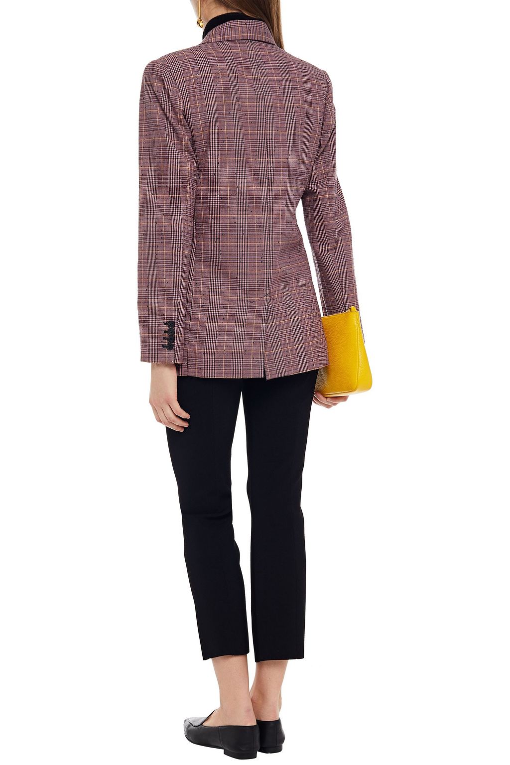 DEREK LAM 10 CROSBY Double-breasted sequin-embellished Prince of Wales checked woven blazer