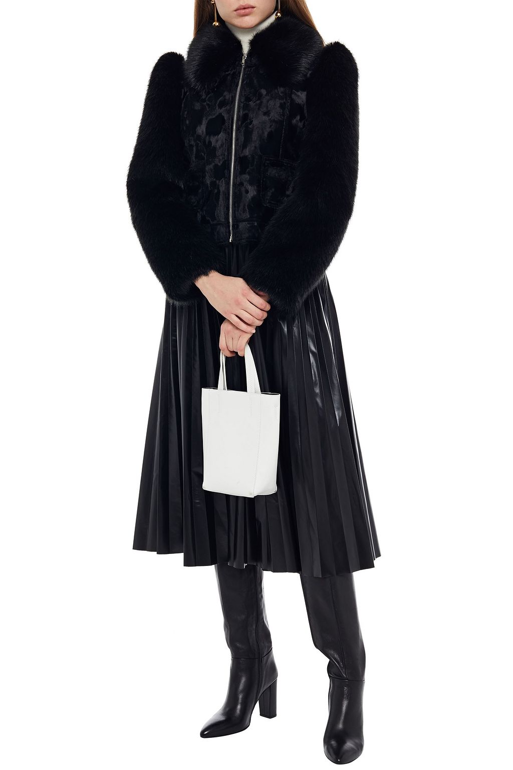 SHRIMPS Paneled faux fur jacket