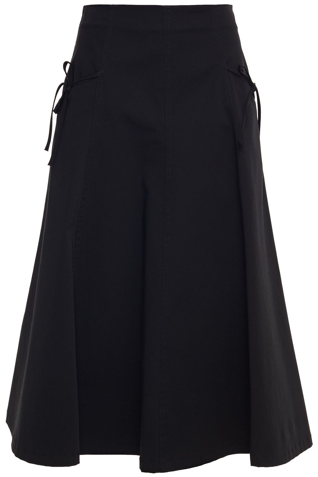 Bow-detailed stretch-cotton twill skirt 