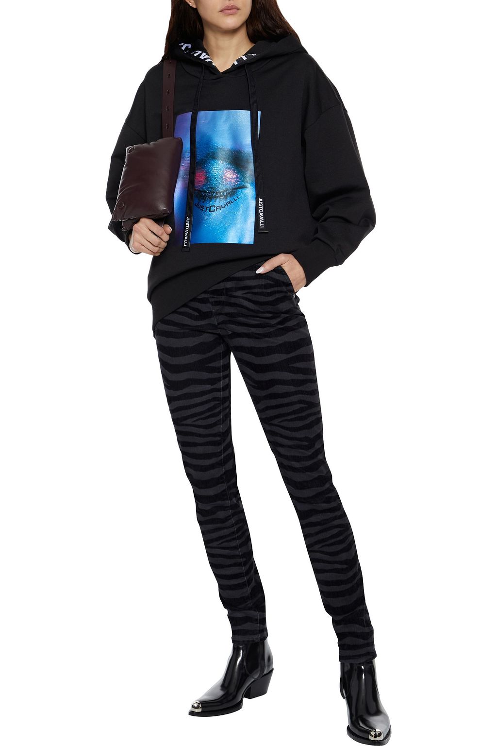 JUST CAVALLI Printed French terry hoodie