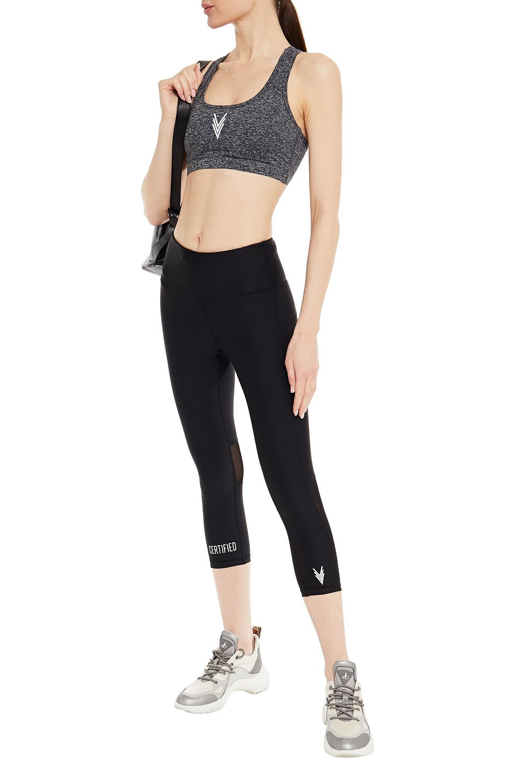 CERTIFIED SPORTS Mesh-trimmed stretch leggings