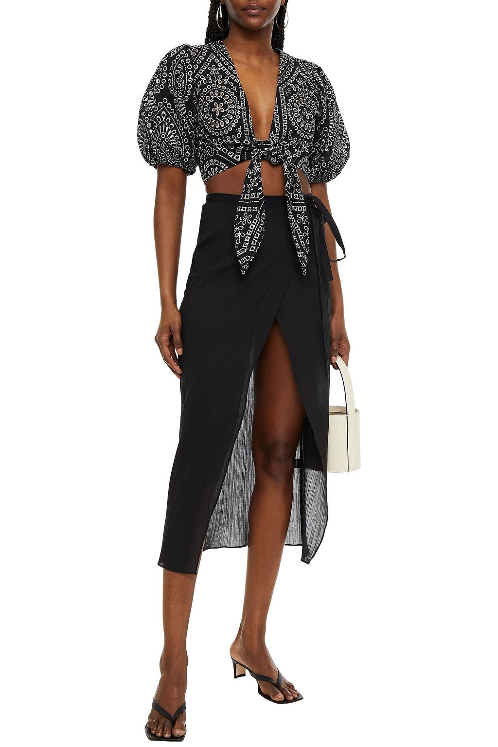 LISA MARIE FERNANDEZ Dree Louise crinkled cotton-gauze wrap skirt