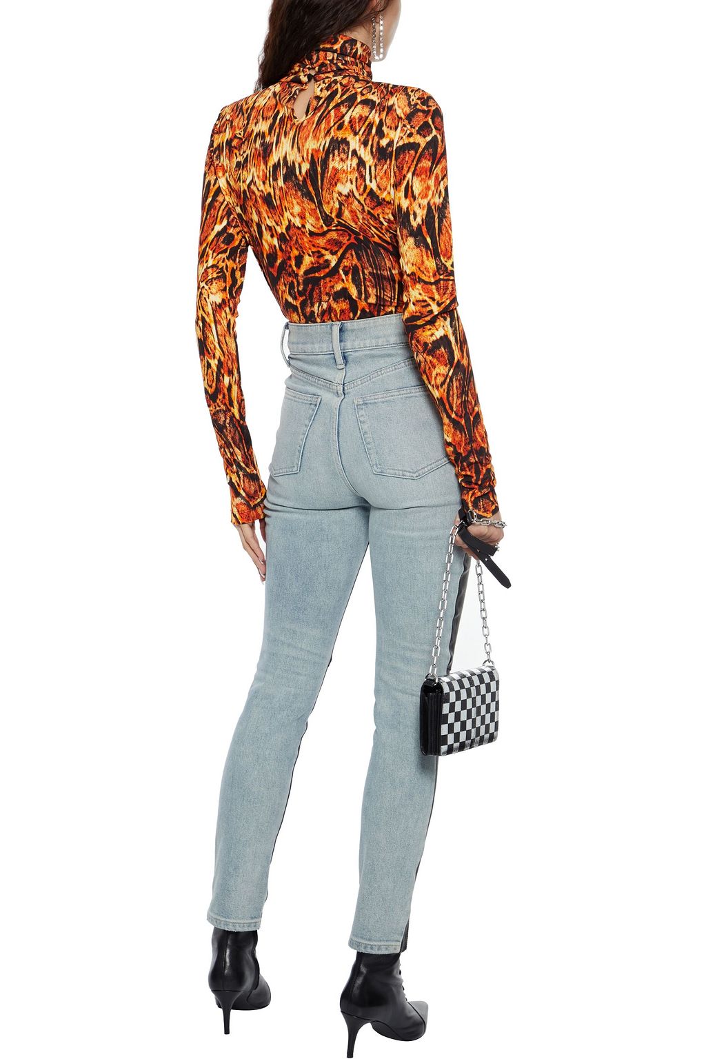 JUST CAVALLI Leopard-print stretch-jersey turtleneck top