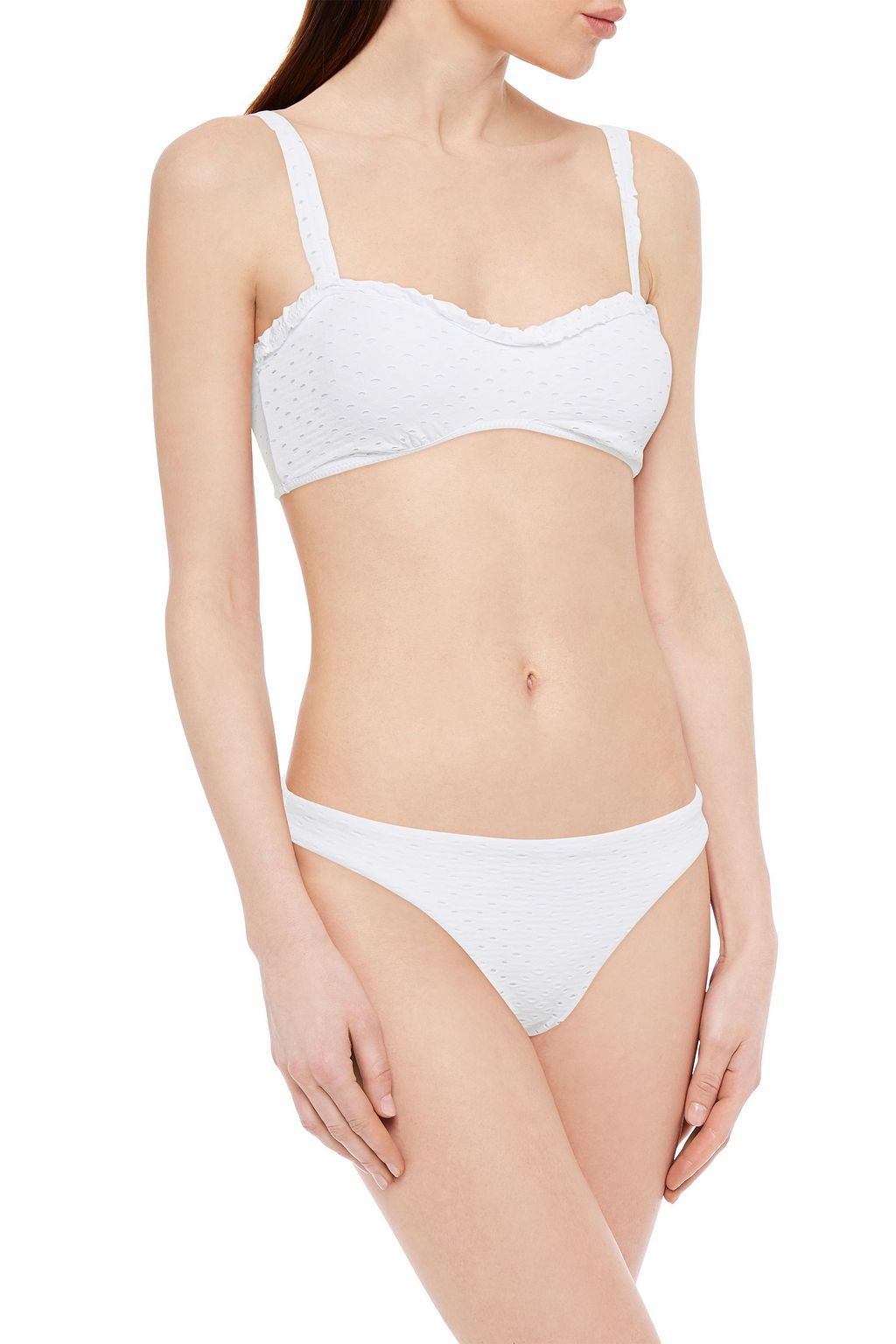 VIX PAULA HERMANNY Margot ruffle-trimmed perforated bikini top