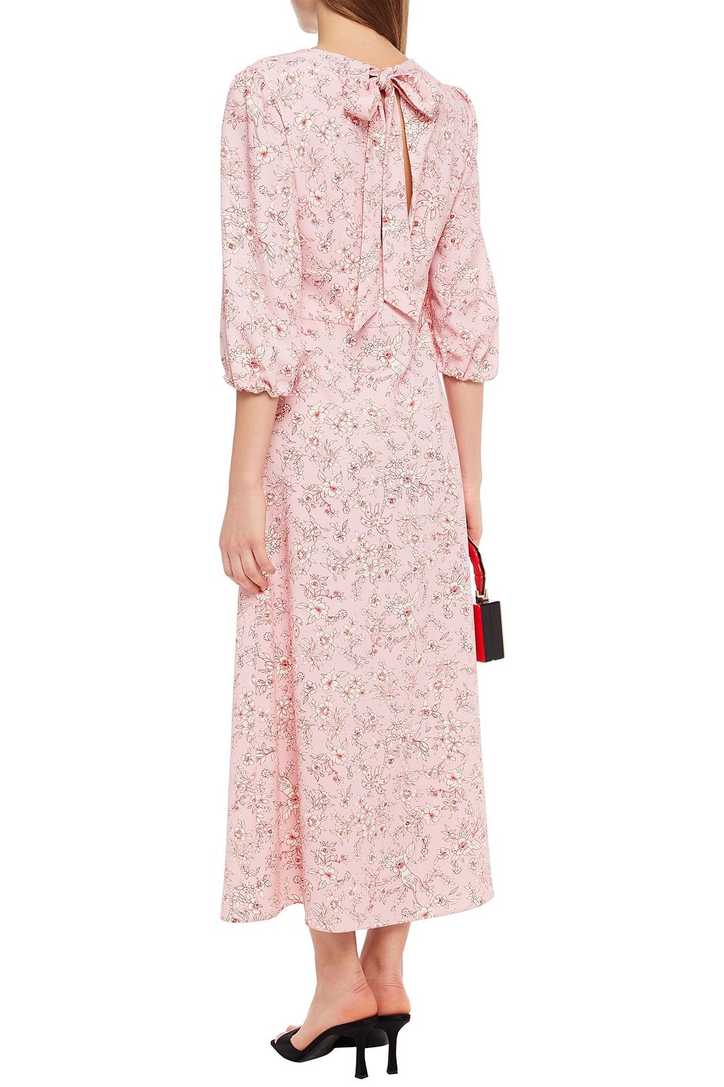 VIVETTA Bow-detailed floral-print crepe midi dress