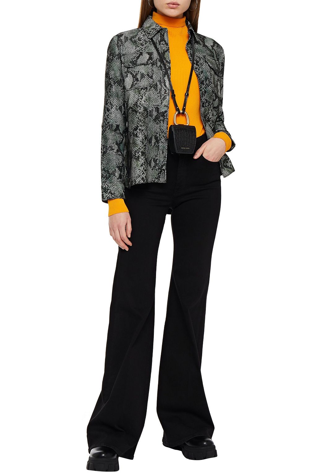 STAND STUDIO Snake-effect leather shirt