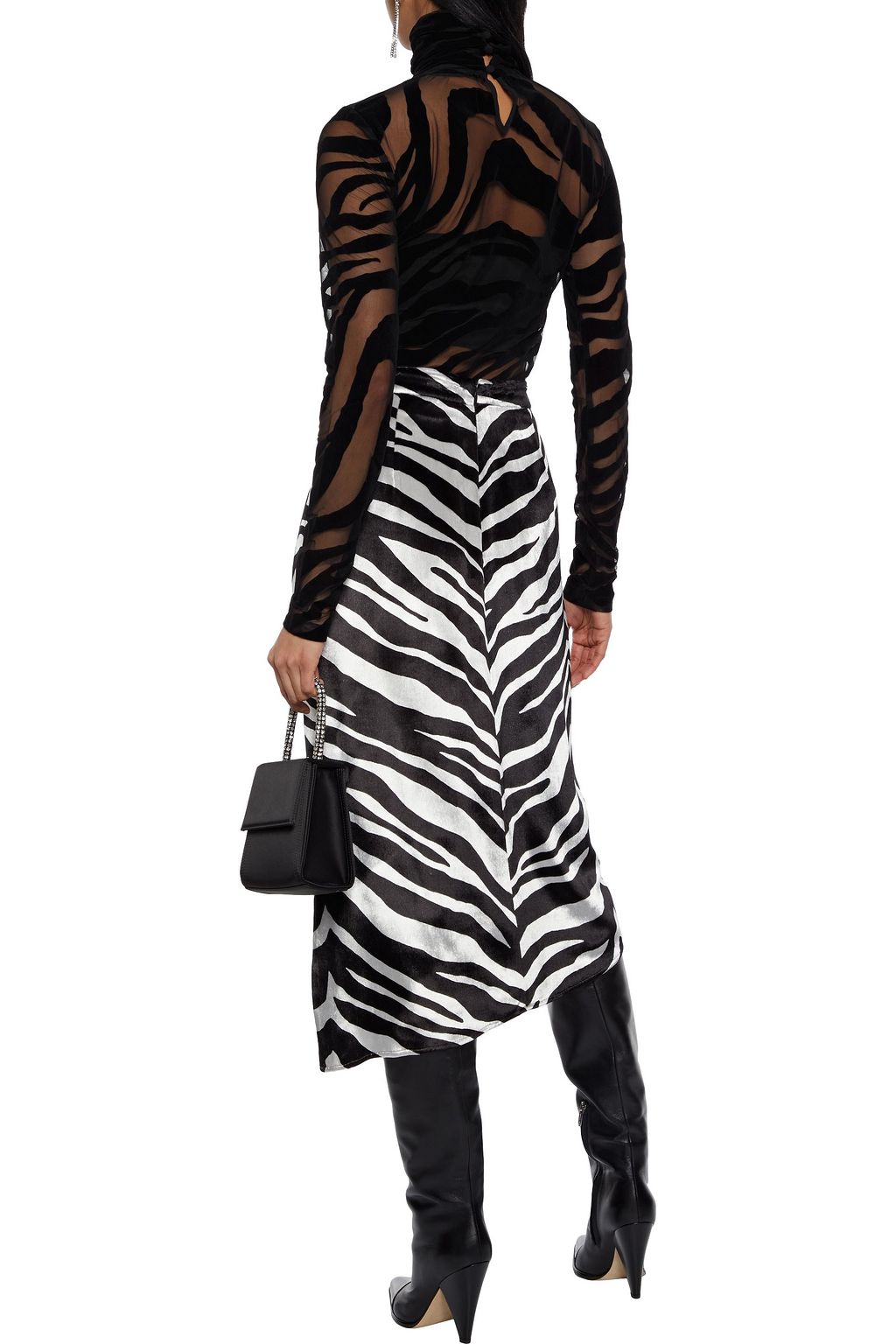 JUST CAVALLI Flocked tulle turtleneck top