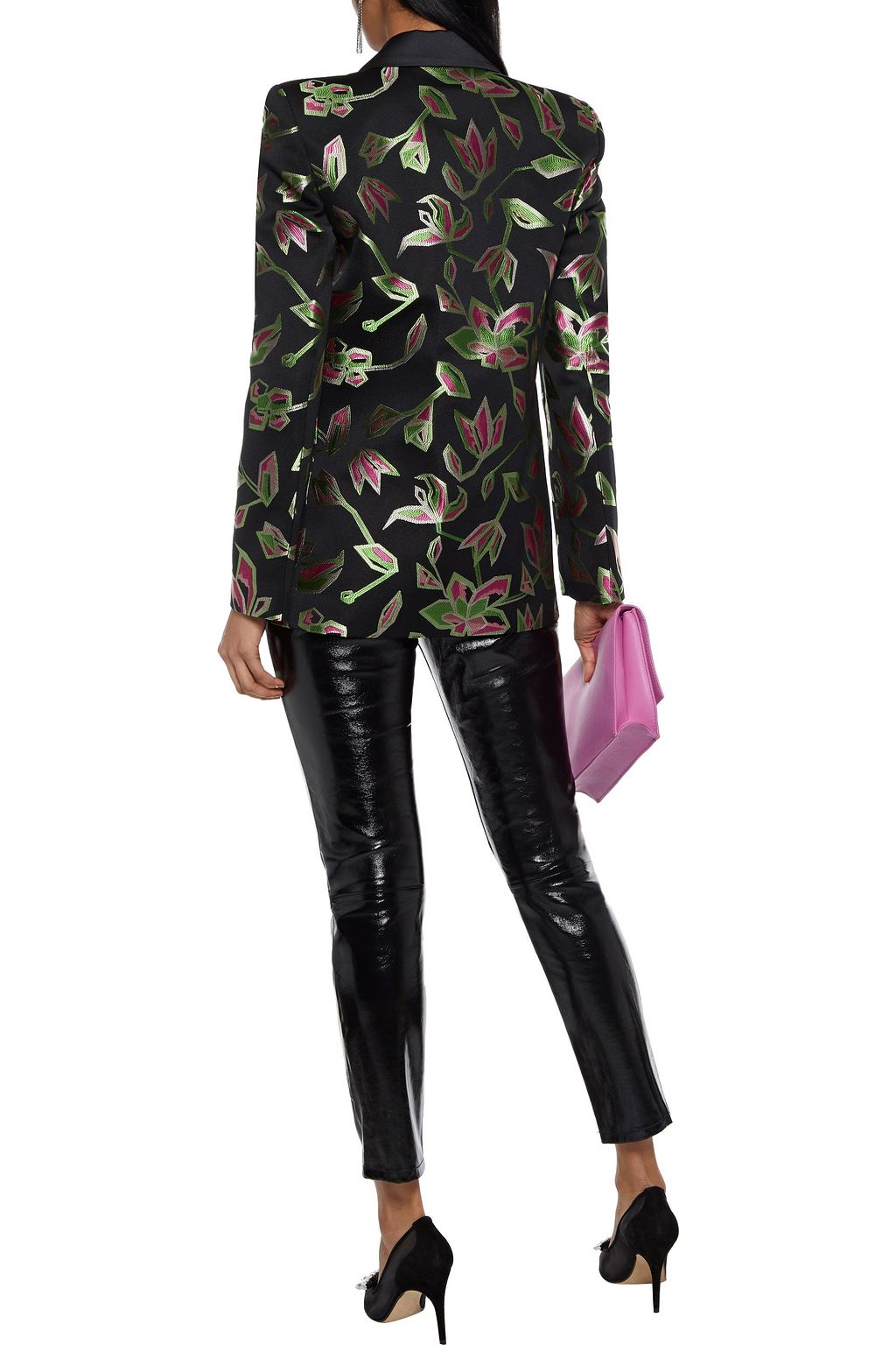 JUST CAVALLI Satin-trimmed brocade blazer