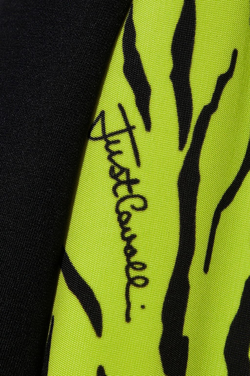 JUST CAVALLI Paneled leopard-print stretch-jersey mini dress