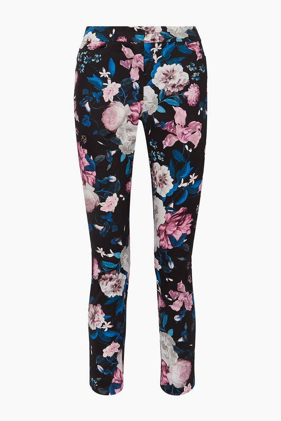 Erdem Woman Sidney Floral-print Cotton-blend Slim-leg Pants Black Size 6