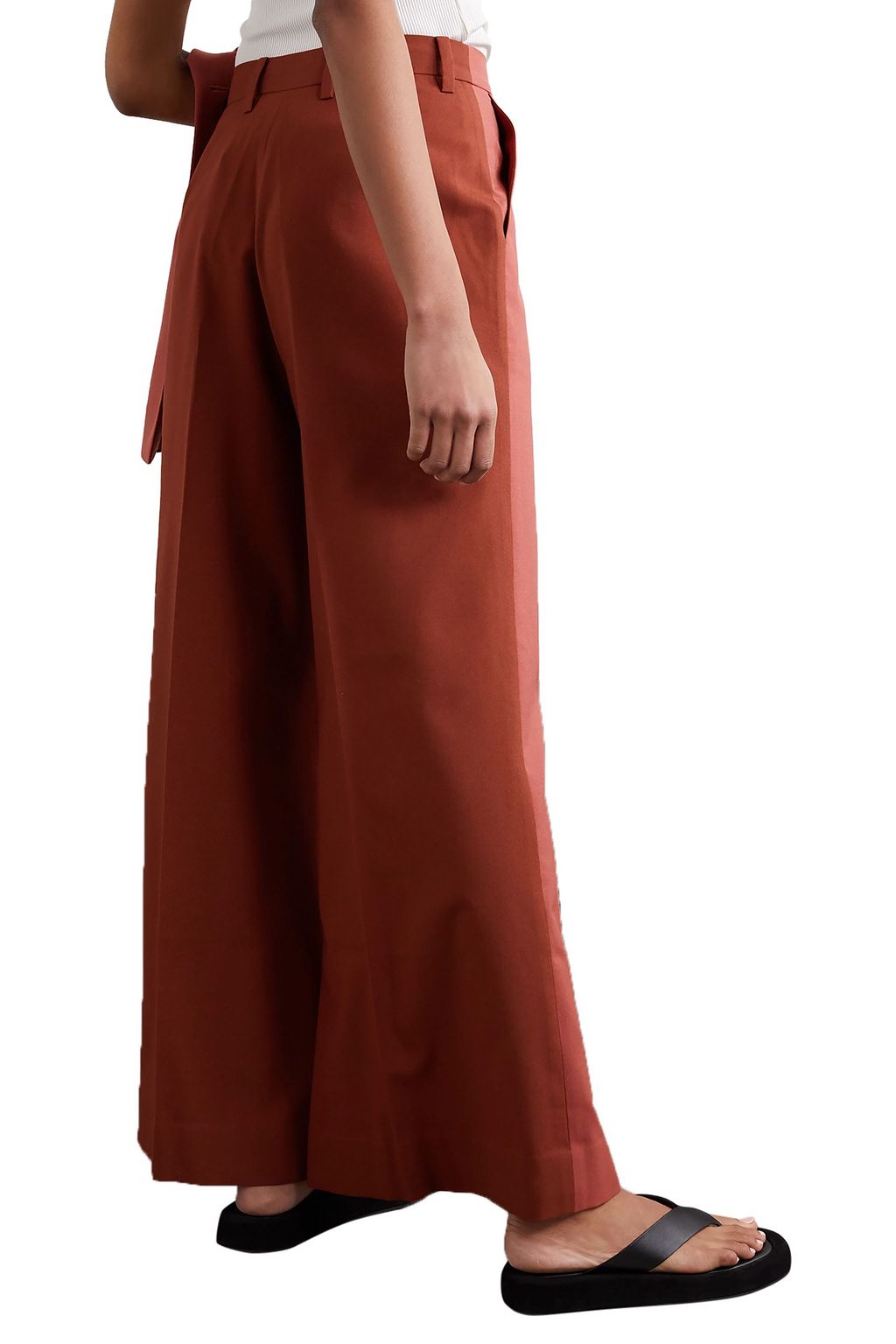 BOUGUESSA Pleated two-tone cady wide-leg pants