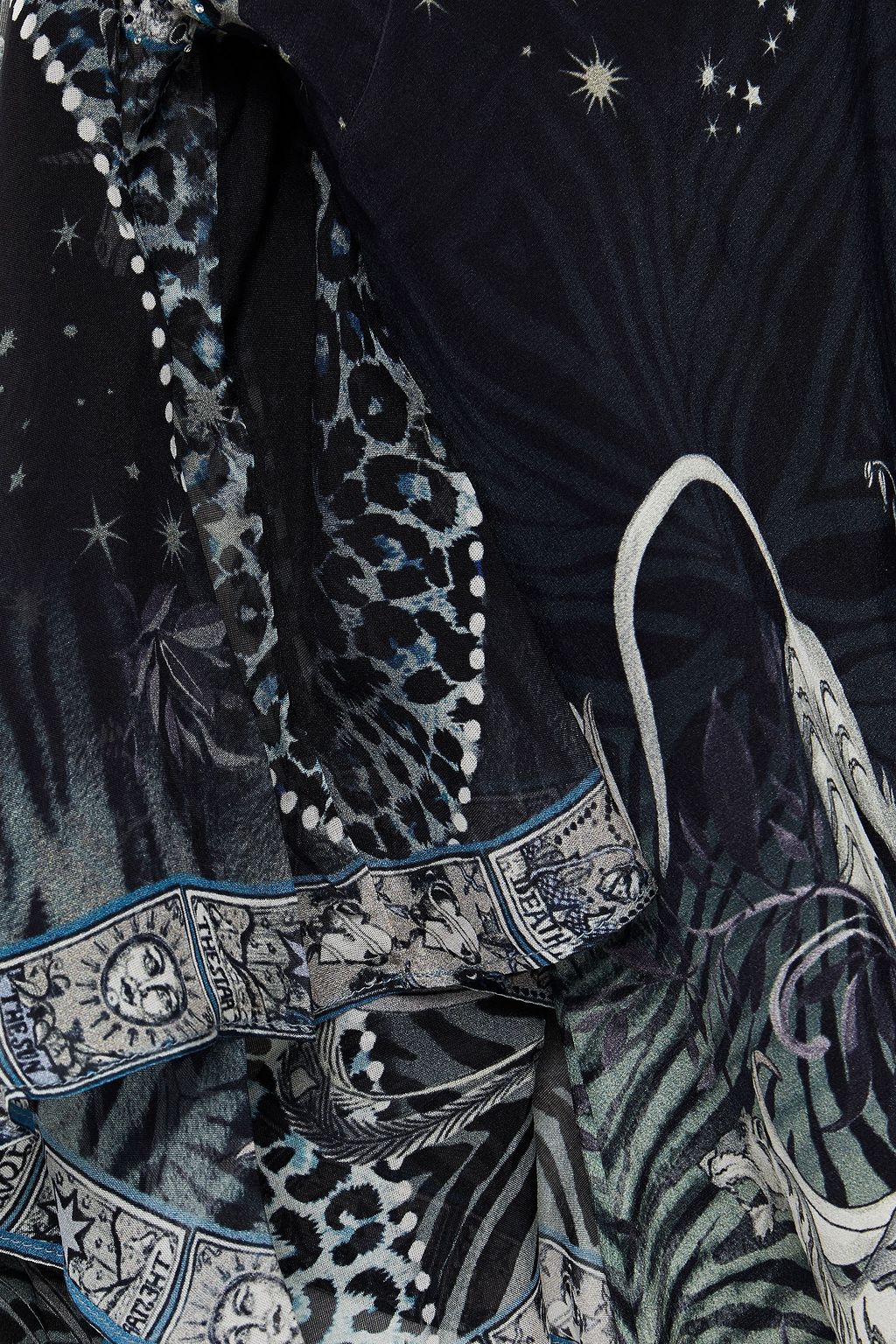 CAMILLA Cold-shoulder printed silk crepe de chine top