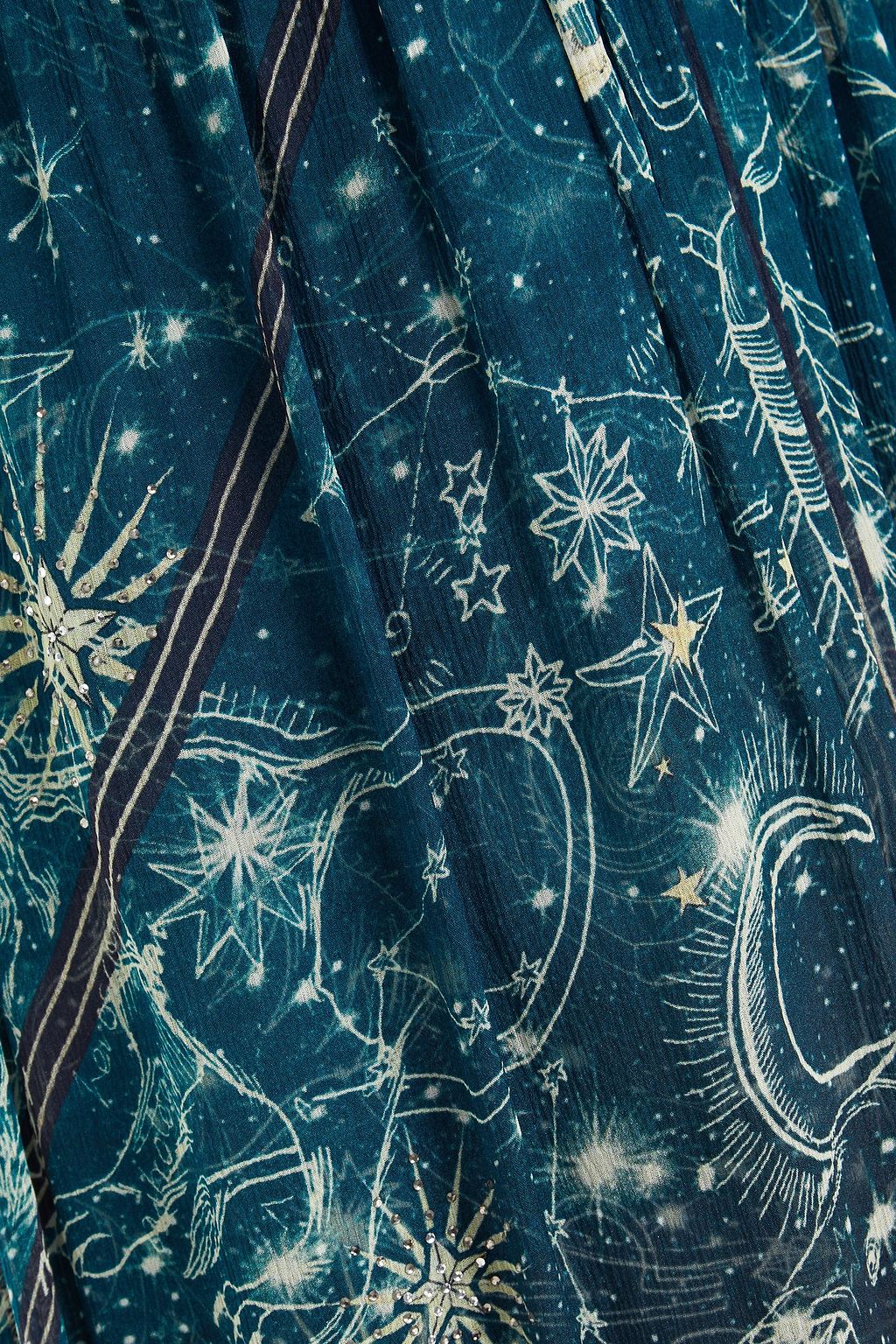 CAMILLA Embellished shirred printed silk-georgette maxi dress