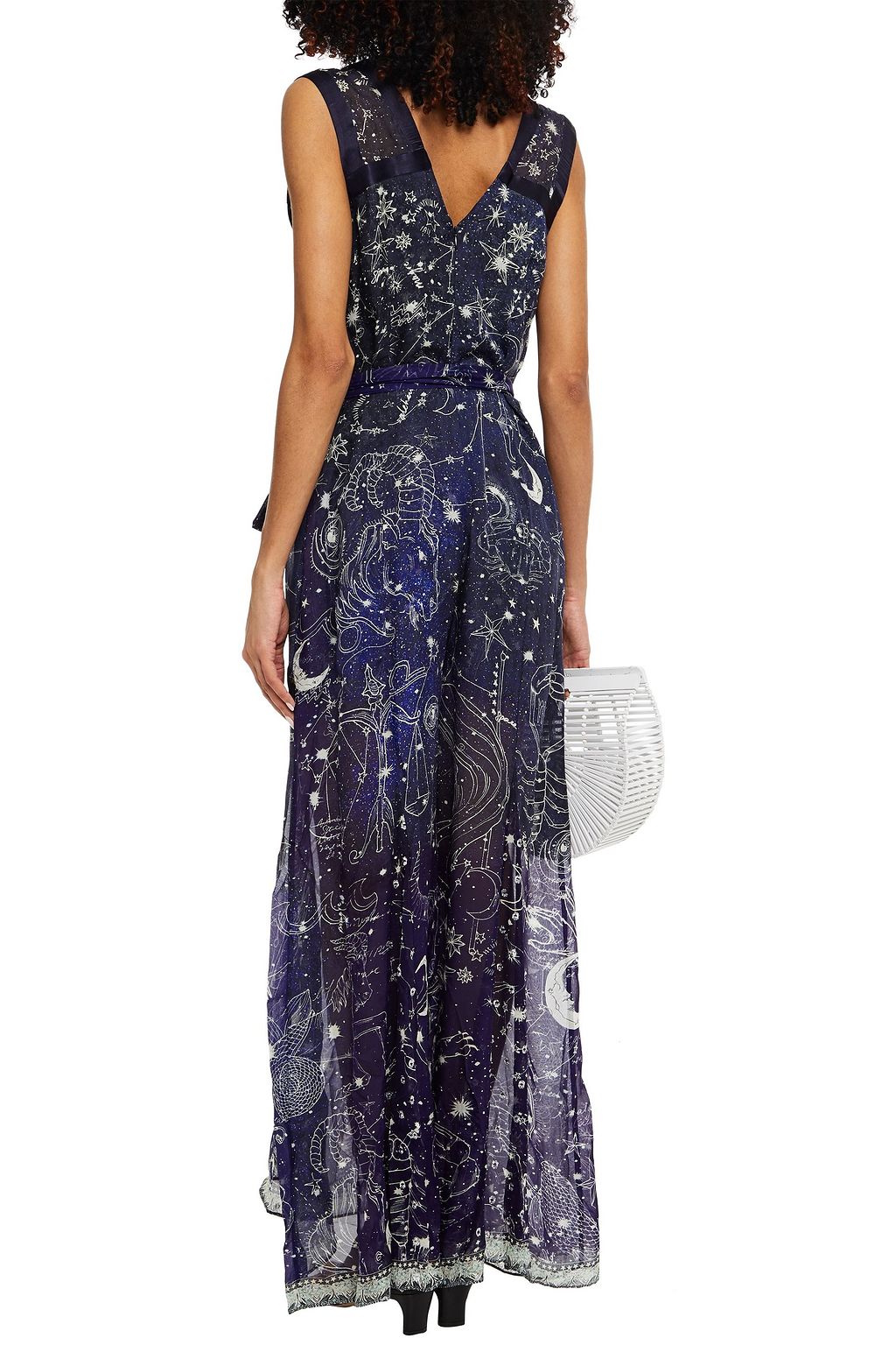 CAMILLA Crystal-embellished printed silk-chiffon jumpsuit