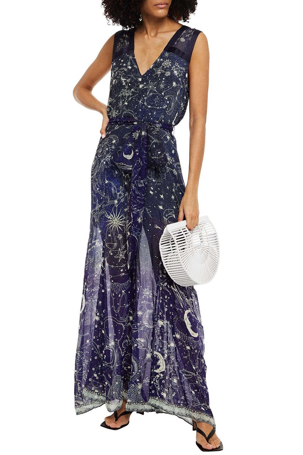 CAMILLA Crystal-embellished printed silk-chiffon jumpsuit