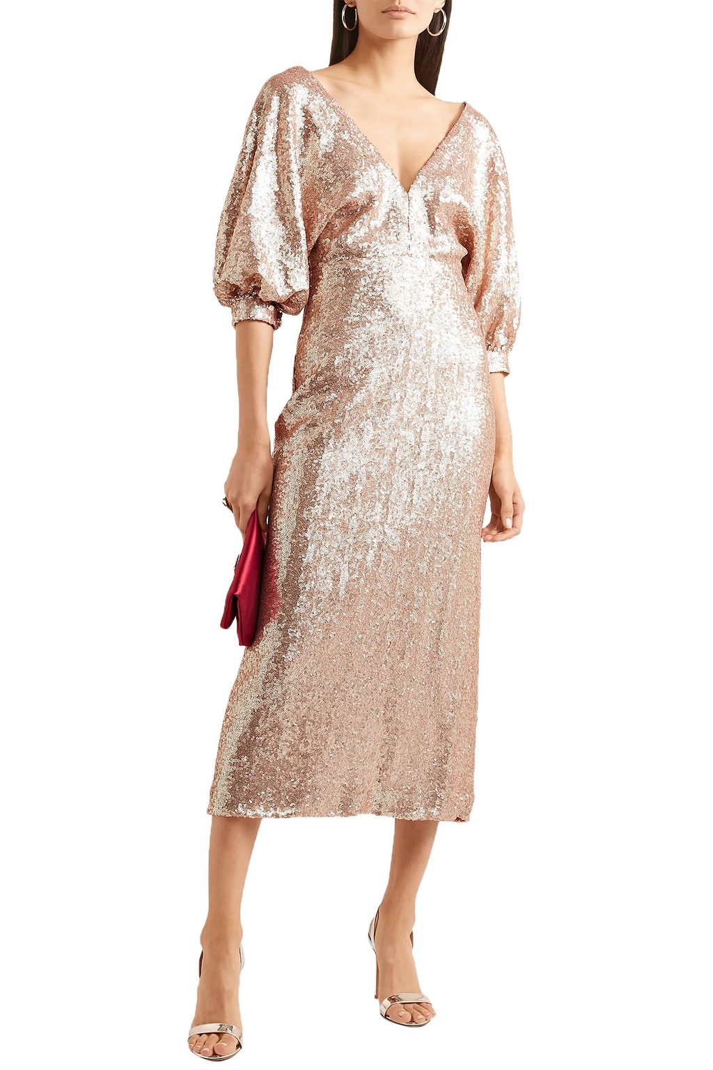 COSTARELLOS Sequined crepe dress