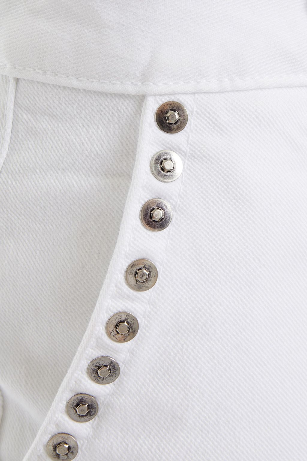 JUST CAVALLI Leather-trimmed studded high-rise straight-leg jeans