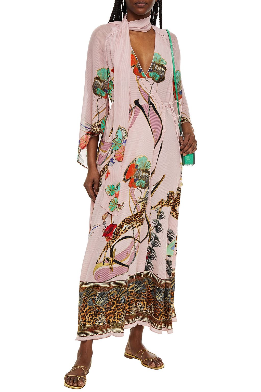 CAMILLA Crystal-embellished printed silk crepe de chine maxi wrap dress