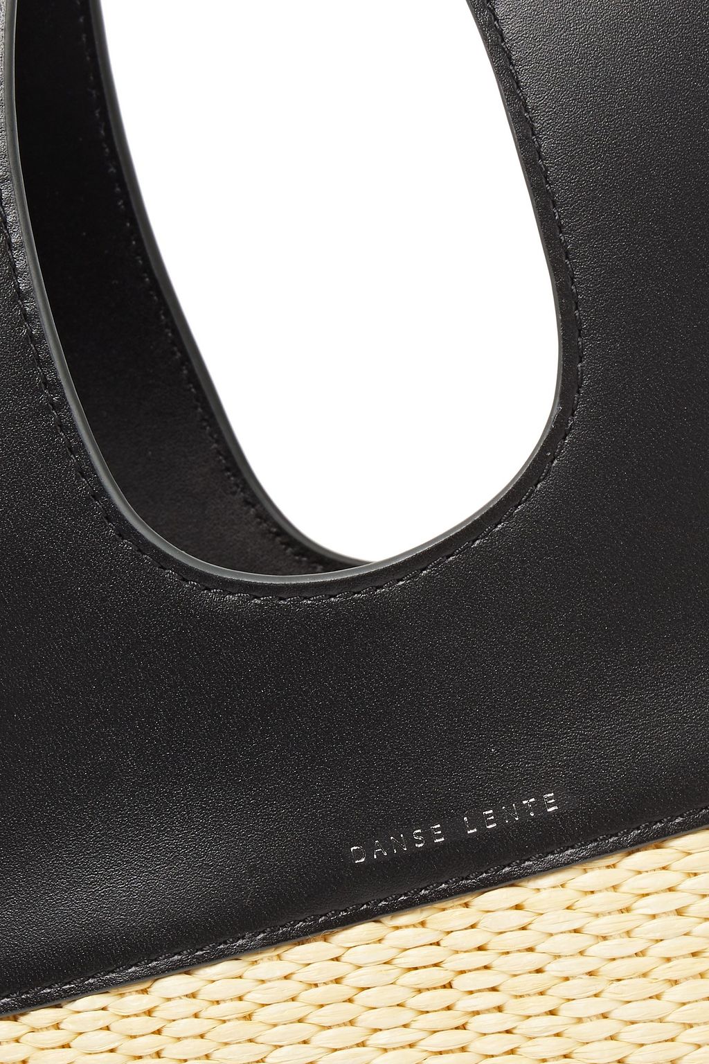 DANSE LENTE Two-tone leather and raffia tote