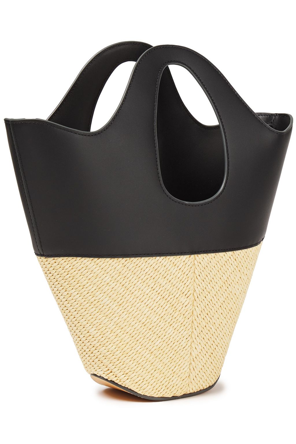 DANSE LENTE Two-tone leather and raffia tote