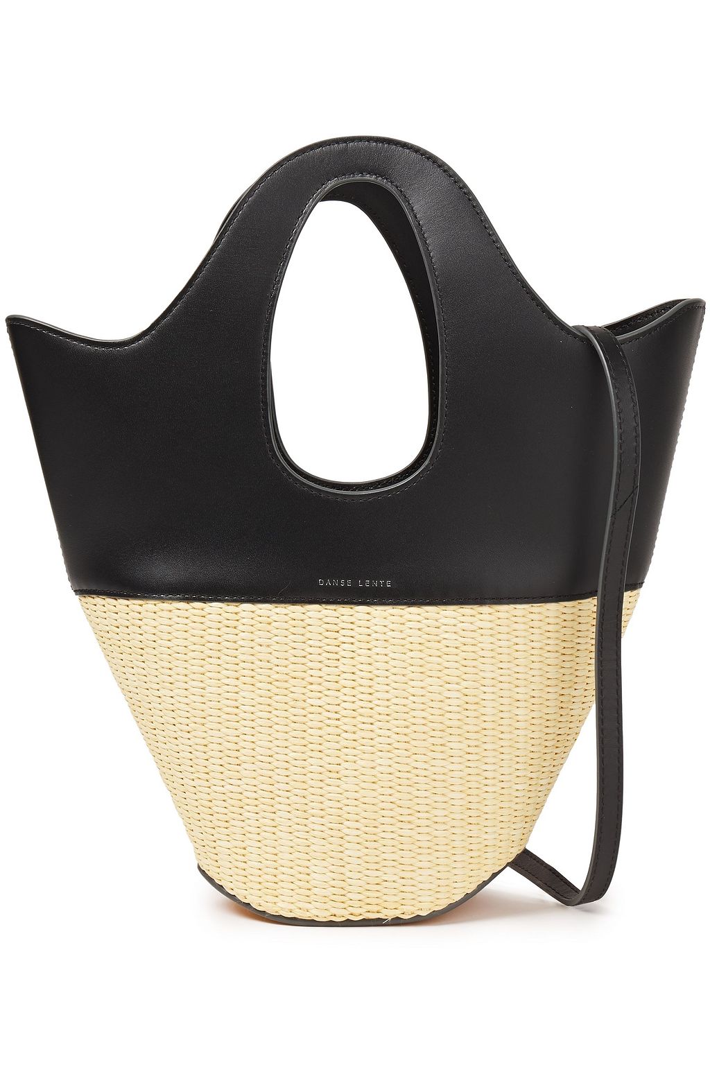 DANSE LENTE Two-tone leather and raffia tote