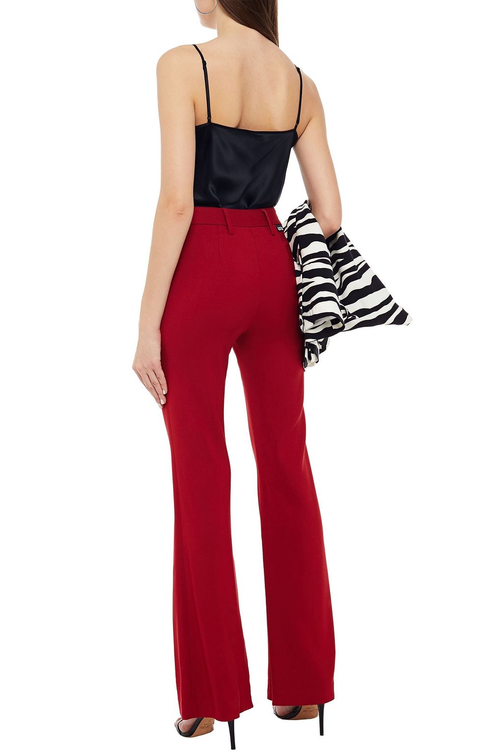 JUST CAVALLI Jacquard-trimmed stretch-twill flared pants