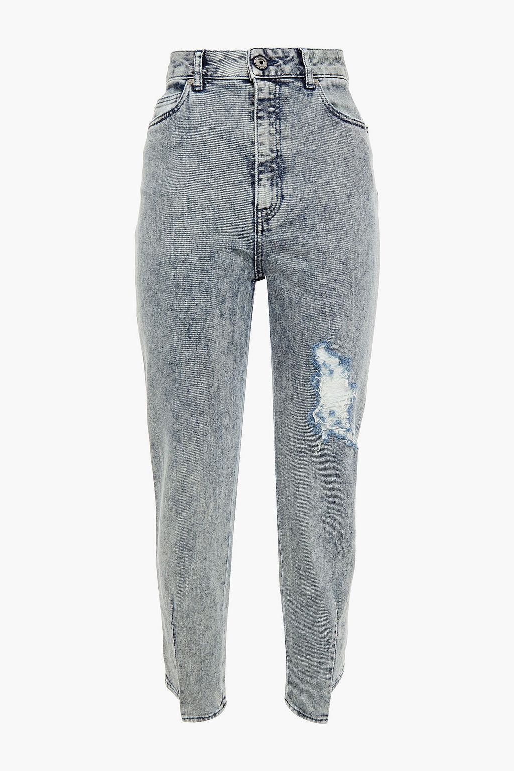 Light denim Distressed acid-wash high 