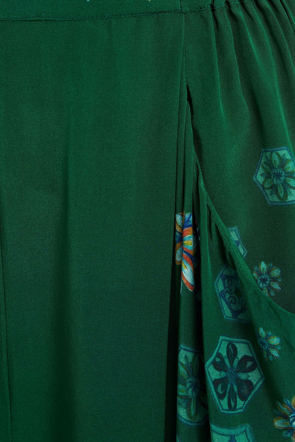 CAMILLA Emeralds Orbit embellished printed silk crepe de chine wide-leg pants