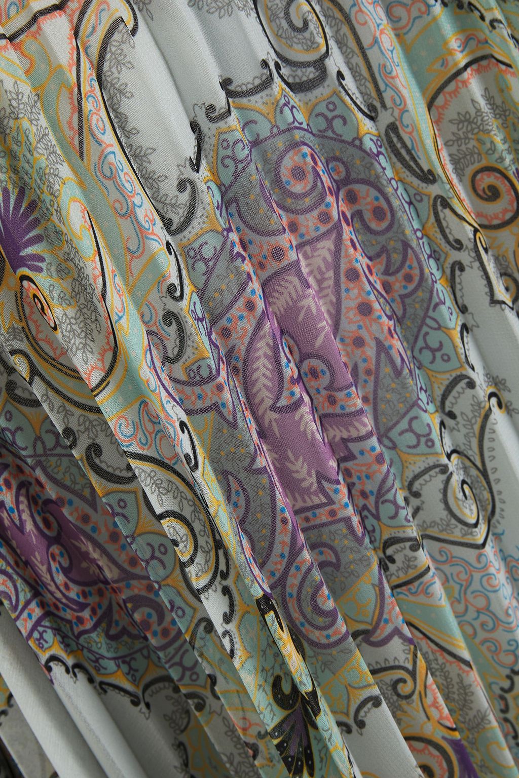 ETRO Tie-neck pleated printed chiffon mini dress