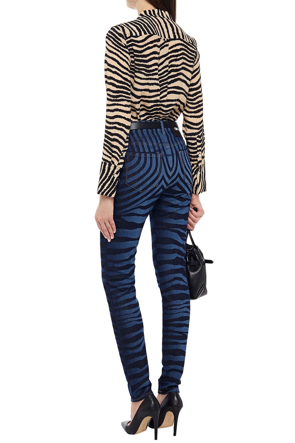 JUST CAVALLI Zebra-print high-rise skinny jeans