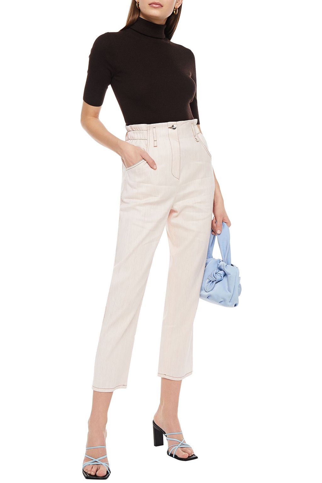 PUCCI Cropped stretch linen and cotton-blend straight-leg pants