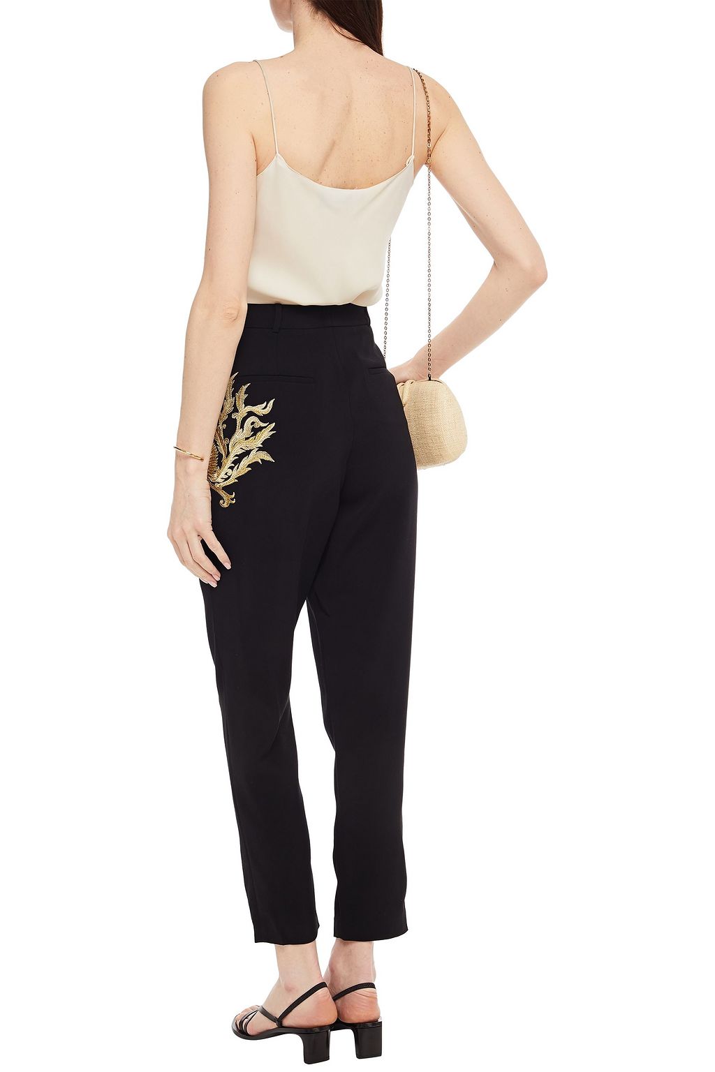CAMILLA Embellished stretch-crepe tapered pants