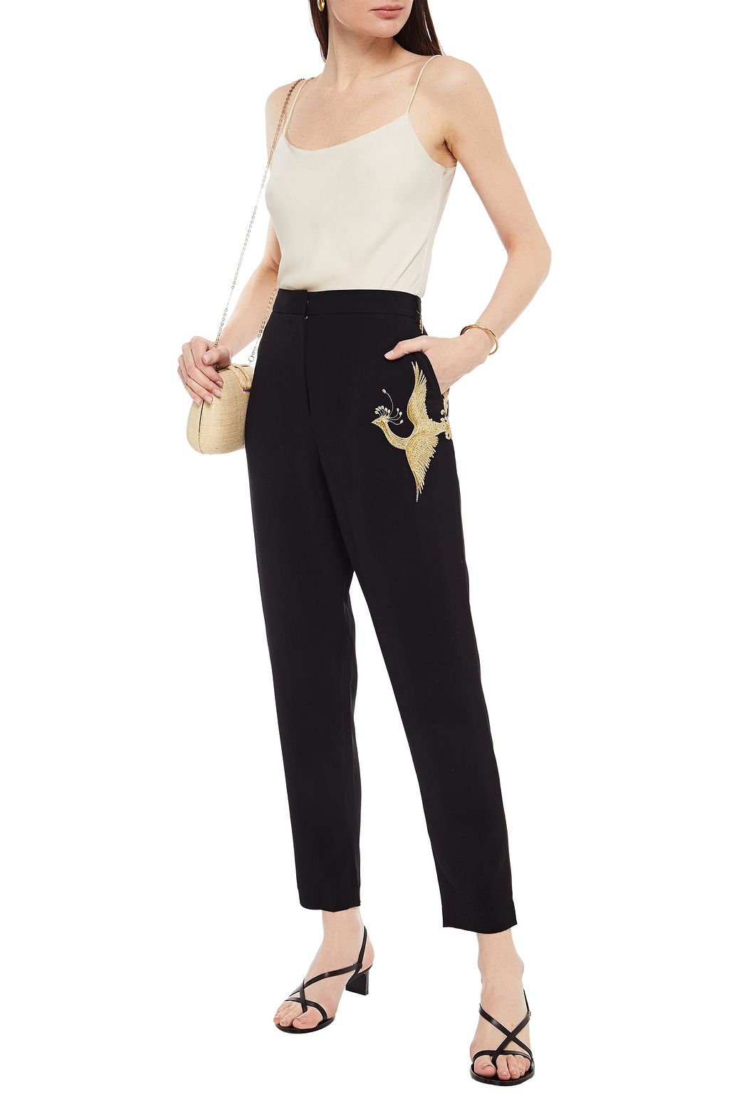 CAMILLA Embellished stretch-crepe tapered pants