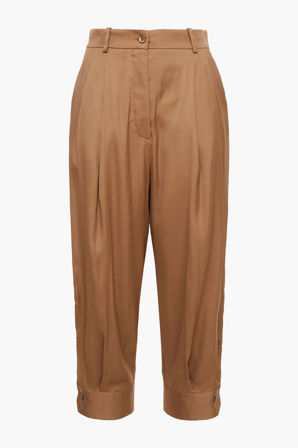pucci - cropped pleated crepe de chine tapered pants - brown - it 38