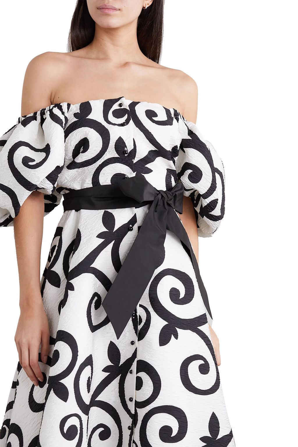 RODARTE Off-the-shoulder printed cloqué midi dress