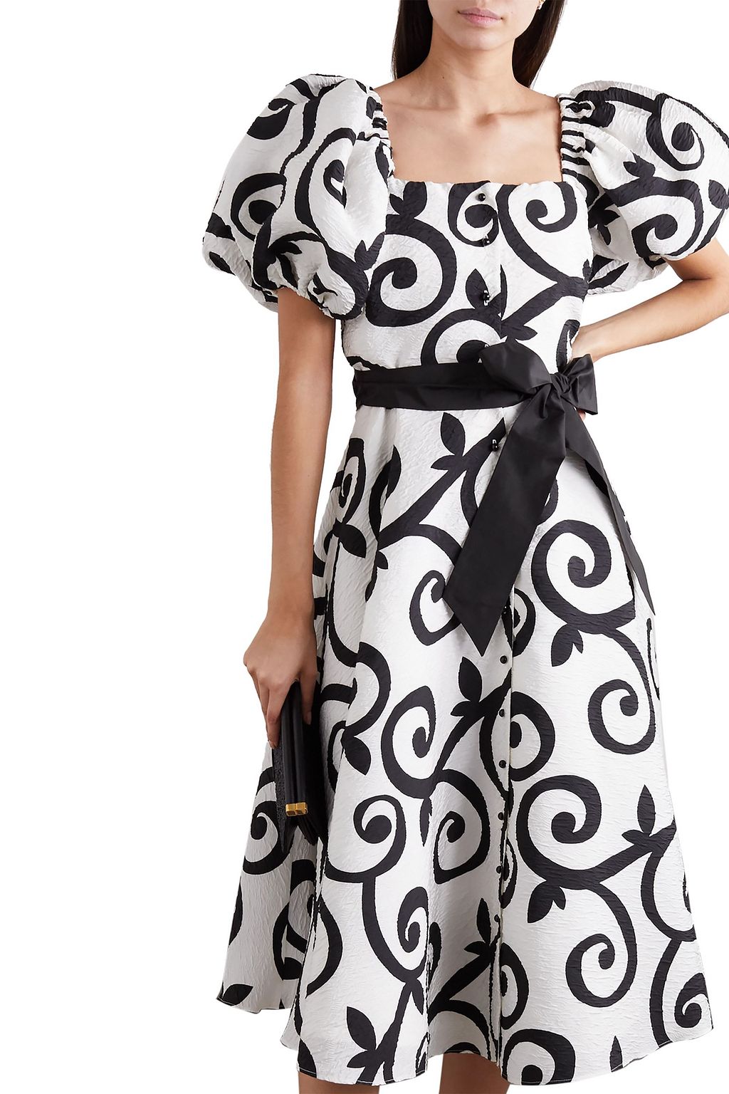 RODARTE Off-the-shoulder printed cloqué midi dress