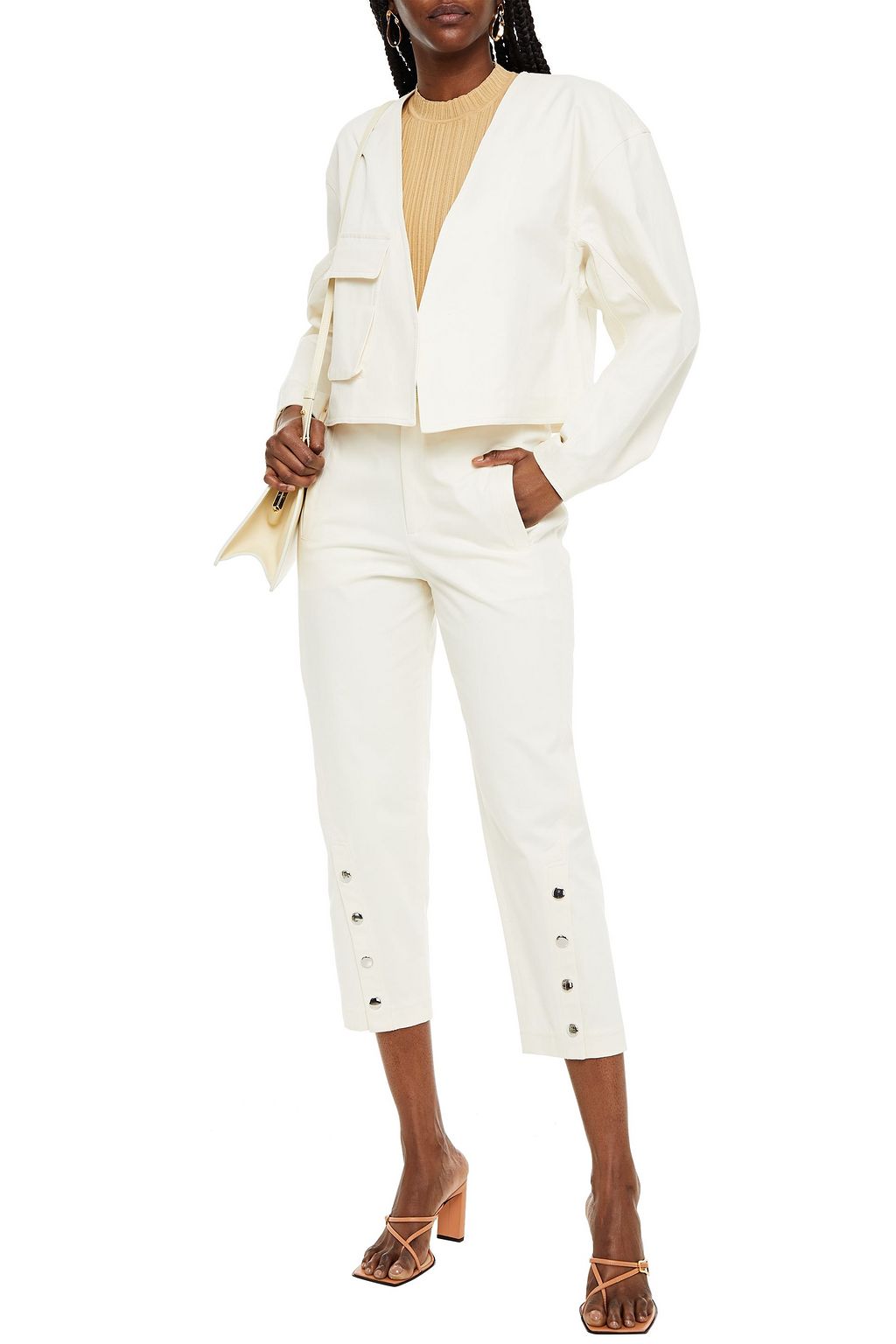 TIBI Cropped cotton-blend twill tapered pants