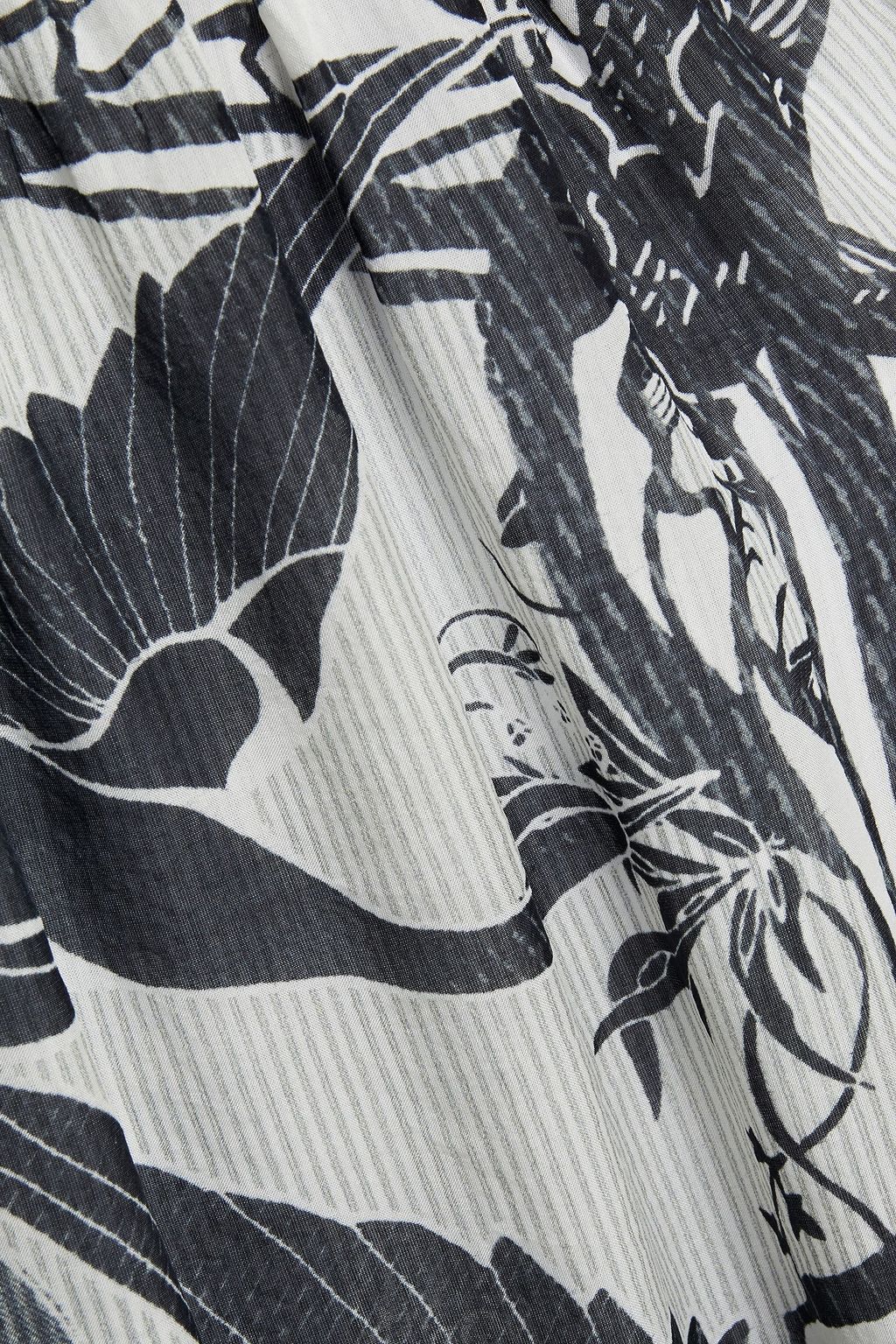 CAMILLA Off-the-shoulder printed silk-voile blouse
