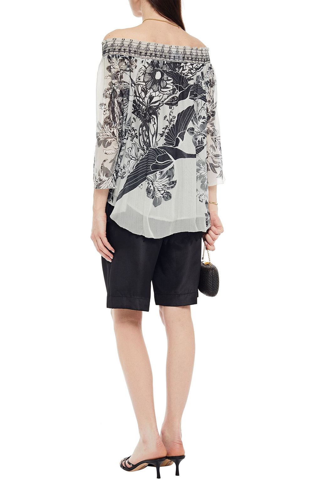 CAMILLA Off-the-shoulder printed silk-voile blouse
